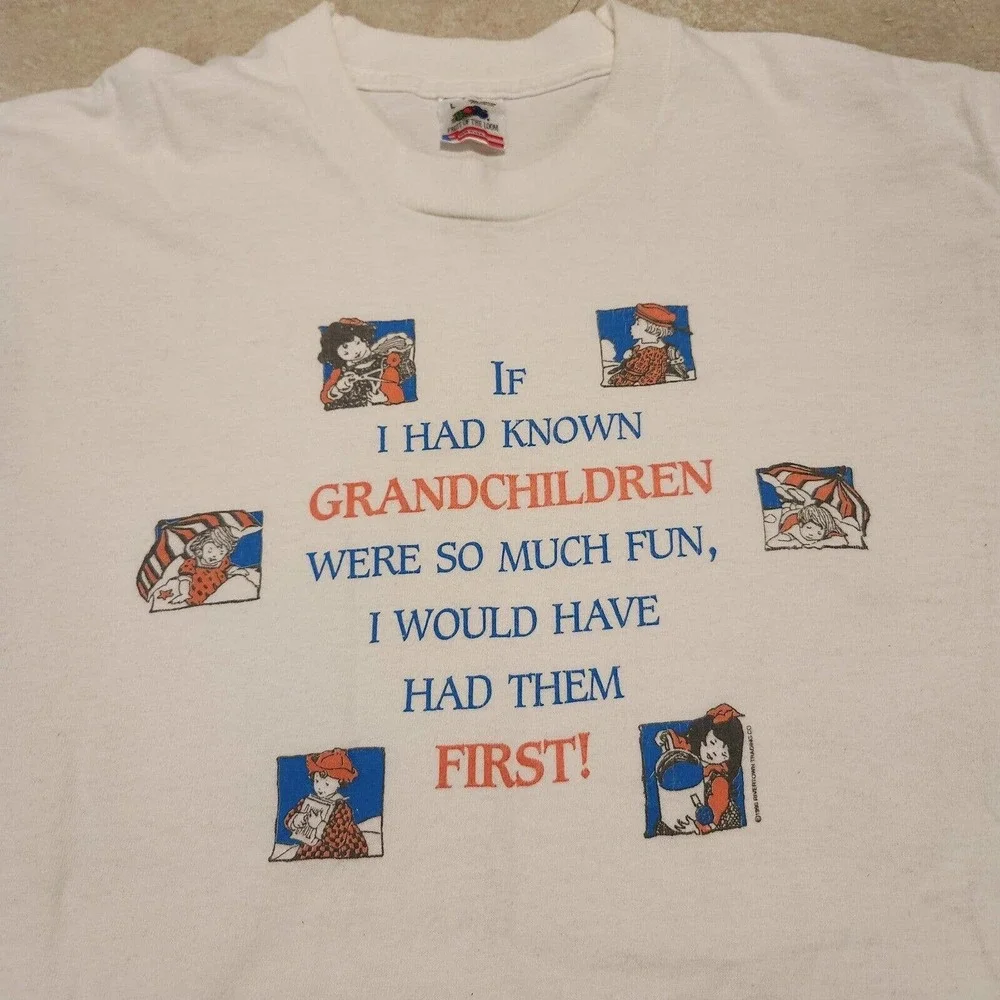 VTG‎ 90s Grandma Grandpa Granny Grandchildren Grand Child Single Stitch T Shirt - Picture 3 of 10